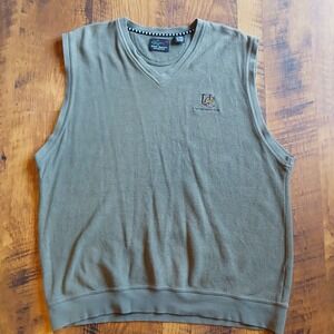 Greg Norman Sweater Vest Mens XL 100% Cotton V-Neck Pullover Golf Gray USC Spurs